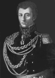 B&W photo of the c.1814 painting of Clausewitz in Russian uniform