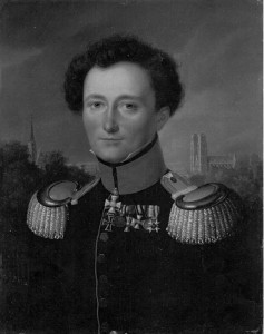 A reproduction of Wilhelm Wach's portrait of Clausewitz 