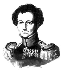 a French ink wash drawing of Clausewitz